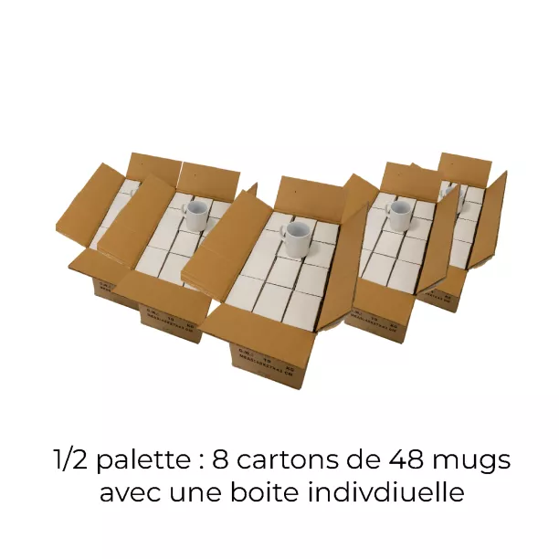 1/2 palette Mugs AAA sublimables avec boîte individuelle 11oz/325ml