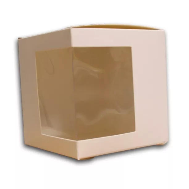 Boîte cadeau blanche avec fond à pliage automatique et fenêtre de visualisation 9,5 x 9 x 11 cm (ADC287)