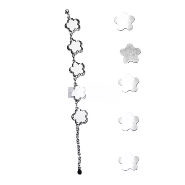 Bracelet 5 Fleurs en Métal (ADC415)
