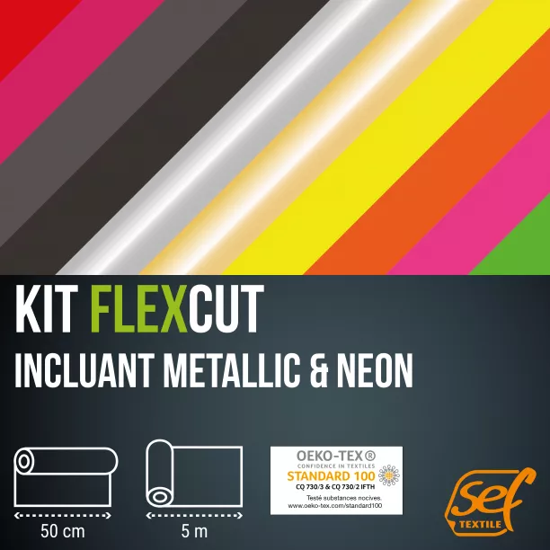Kits de rouleaux FlexCut (5m-Laize50cm) incluant du Metallic / Neon