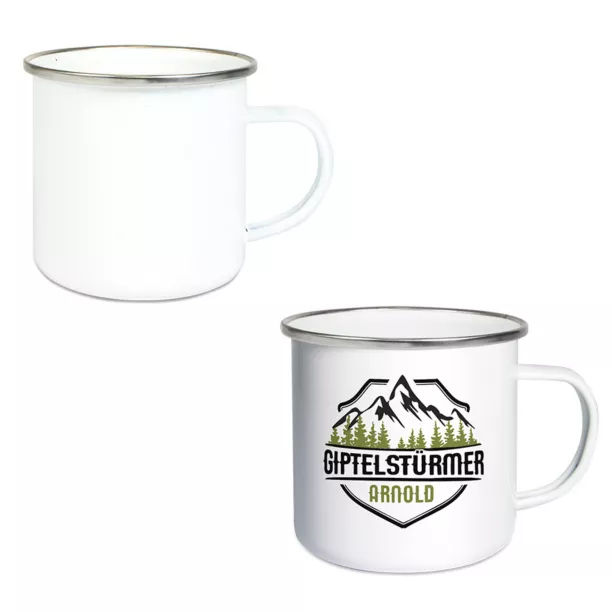 Mug acier émaillé avec cerclage Ø 8,6 cm H 8 cm (ADC140)