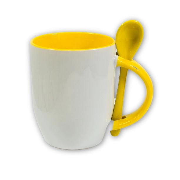Mug cuillière intégrée avec anse et intérieur colorés - M-SPI