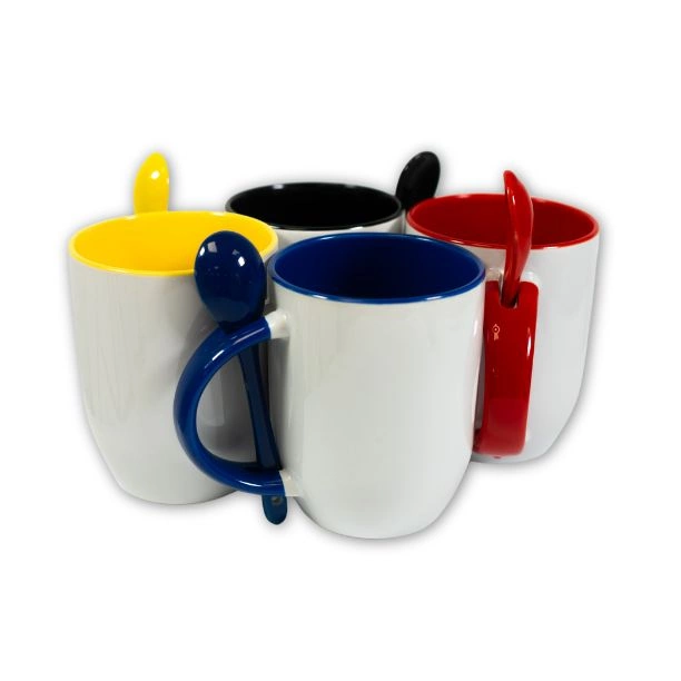 Mug cuillière intégrée avec anse et intérieur colorés - M-SPI