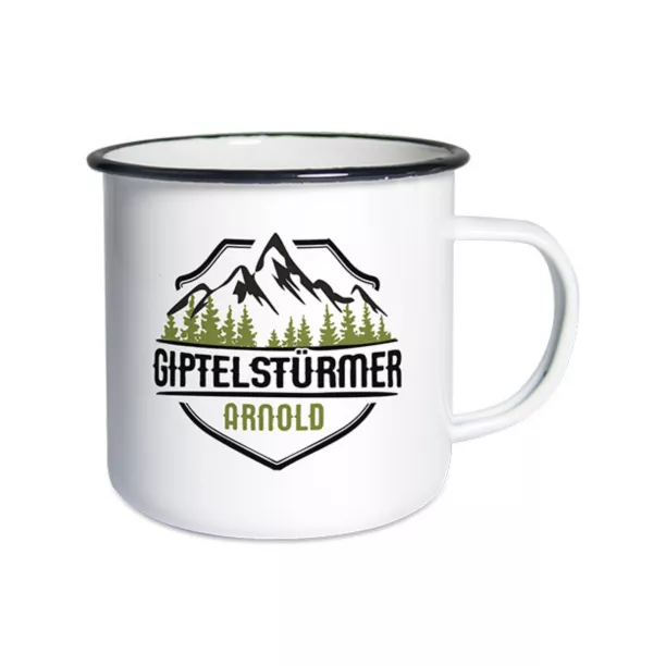 Mug en acier émaillé avec cerclage Ø 8 cm H 8 cm (ADC146)