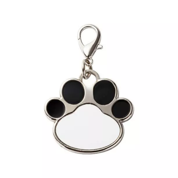 Pendentif patte d'animal noir pour chien ou chat avec petit mousqueton (vendu à l'unité) (ADC304)