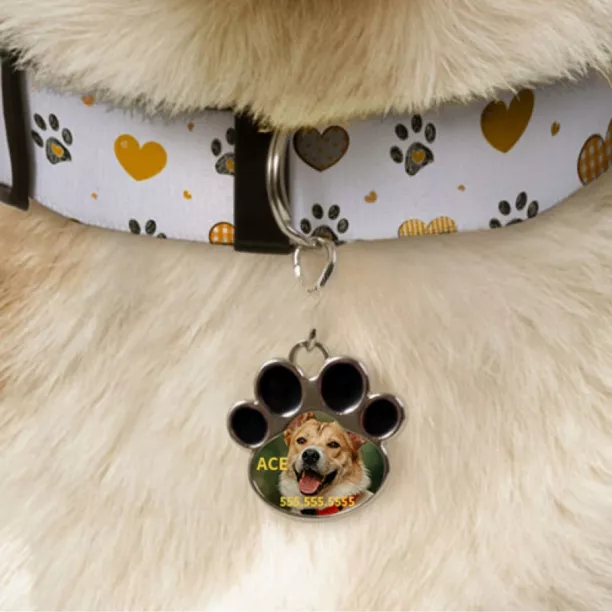 Pendentif patte d'animal noir pour chien ou chat avec petit mousqueton (vendu à l'unité) (ADC304)