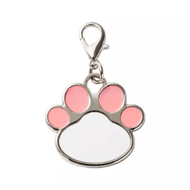 Pendentif patte d'animal rose pour chien ou chat avec petit mousqueton (vendu à l'unité) (ADC311)