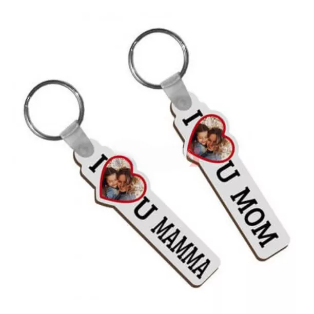 Porte-clé en MDF blanc brillant (ADC182)
