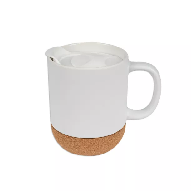 Tasse en céramique blanche Ø 8,2 cm avec socle en liège (ADC154)