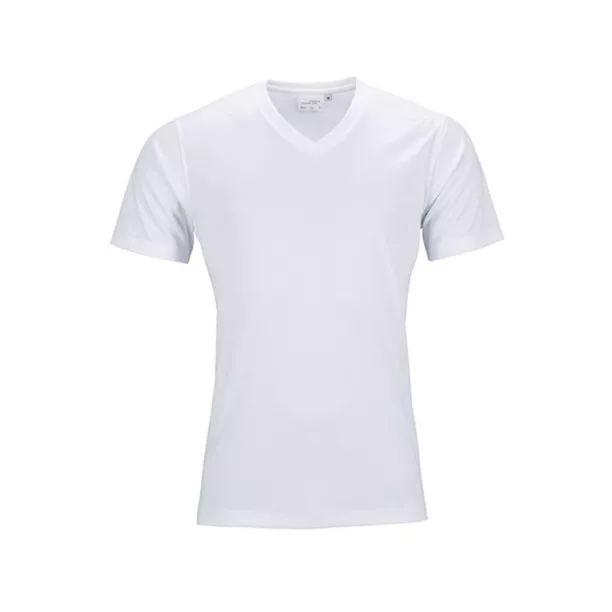 Tee-shirt sport blanc femme col V (ADC61)