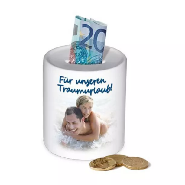 Tirelire blanche en porcelaine (ADC248)