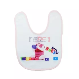 Bavoir bébé doublure éponge 36 x 27 cm bordure rose (ADC95)