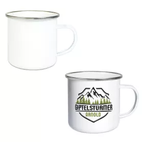 Mug acier émaillé avec cerclage Ø 8,6 cm H 8 cm (ADC140)