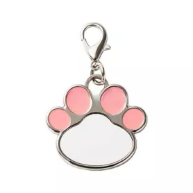Pendentif patte d'animal rose pour chien ou chat avec petit mousqueton (vendu à l'unité) (ADC311)