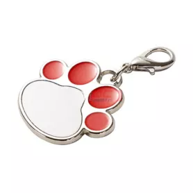 Pendentif patte d'animal rouge pour chien ou chat avec petit mousqueton (vendu à l'unité) (ADC308)