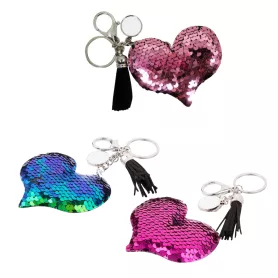 Porte-clé à sequins - coeur (ADC826)
