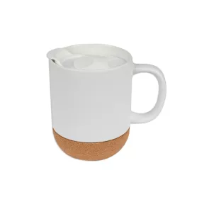 Tasse en céramique blanche Ø 8,2 cm avec socle en liège (ADC154)