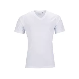 Tee-shirt sport blanc femme col V (ADC61)