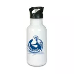 Gourde inox blanche avec bec pliable et paille (ADC134)