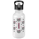 Gourde inox blanche avec bec pliable et paille (ADC134)