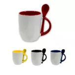 Mug cuillière intégrée avec anse et intérieur colorés - M-SPI