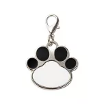 Pendentif patte d'animal noir pour chien ou chat avec petit mousqueton (vendu à l'unité) (ADC304)