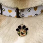 Pendentif patte d'animal noir pour chien ou chat avec petit mousqueton (vendu à l'unité) (ADC304)