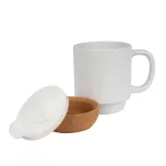 Tasse en céramique blanche Ø 8,2 cm avec socle en liège (ADC154)